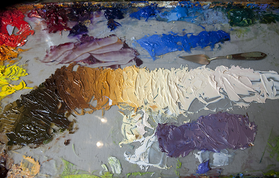 Palette for Oil Painting of Gore Creek by John Hulsey